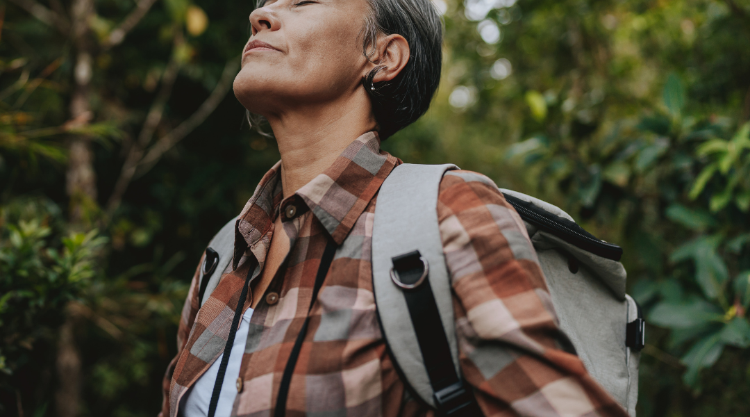 Woman outdoor breathwork