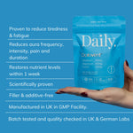 Dolovent is created by Made By Daily. In this image they explain the benefits of Dolovent for migraines