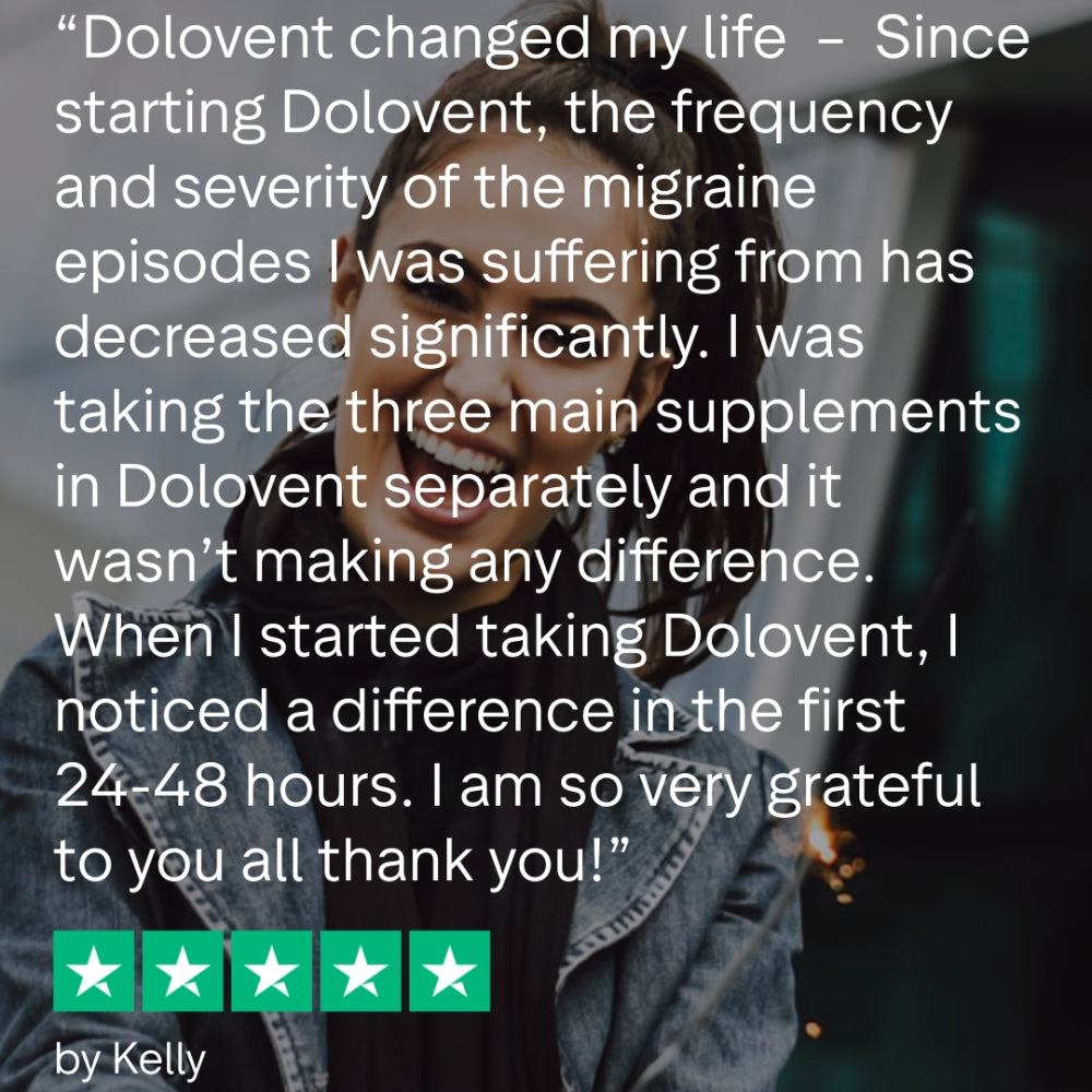 Dolovent is safe for migraine and can be taken forever. Dolovent is the best migraine supplement and has over 500 reviews on TrustPilot, where people report that it contains the right three ingredients for migraine. People found that when they took Dolovent instead of the three key ingredients separately, they saw a benefit of Dolovent as it contained other minerals, which helped absorption.  Users of Dolovent saw a reduction in migraines and an increase in brain energy.