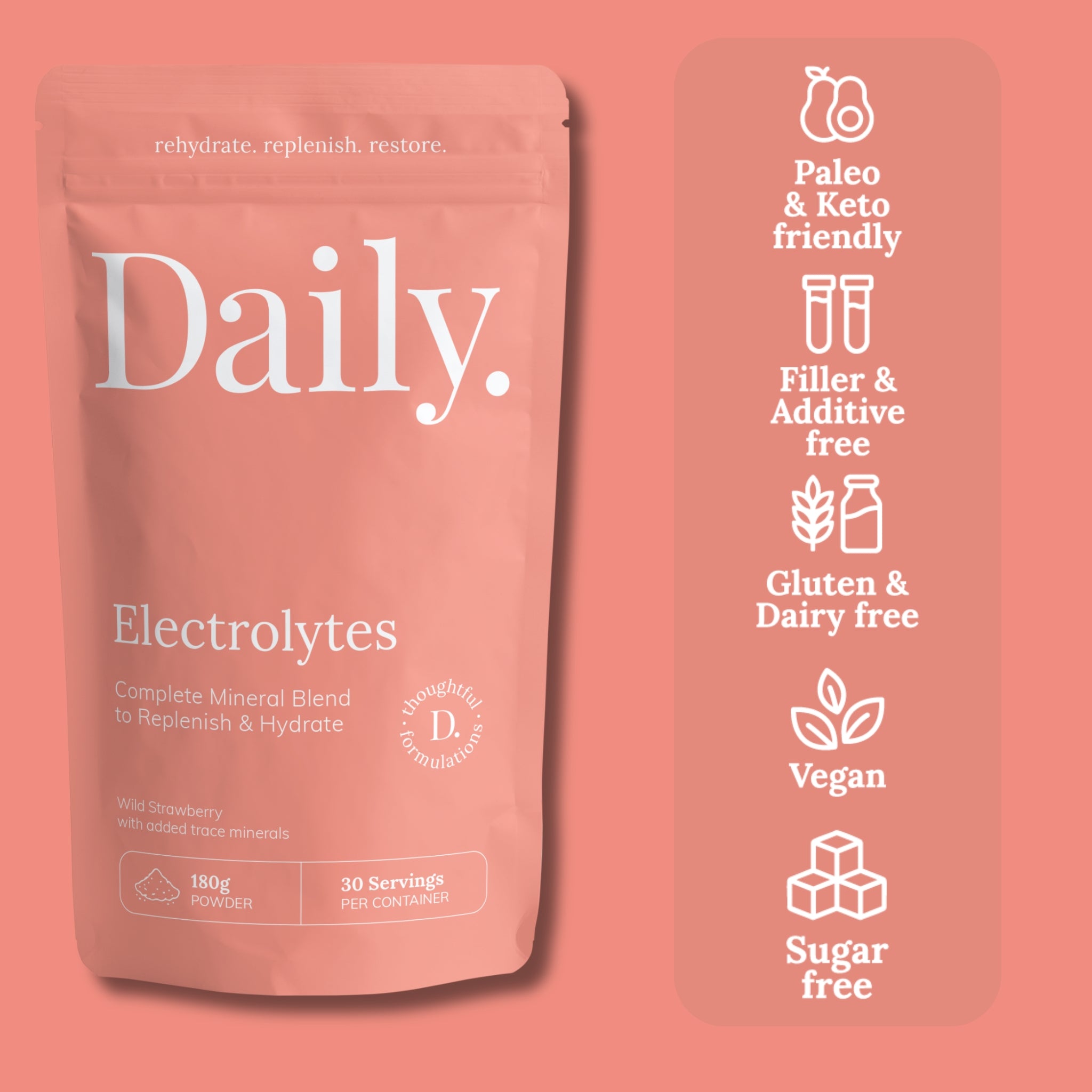 Electrolyte for hydration and longevity. Electrolyte complex with trace minerals